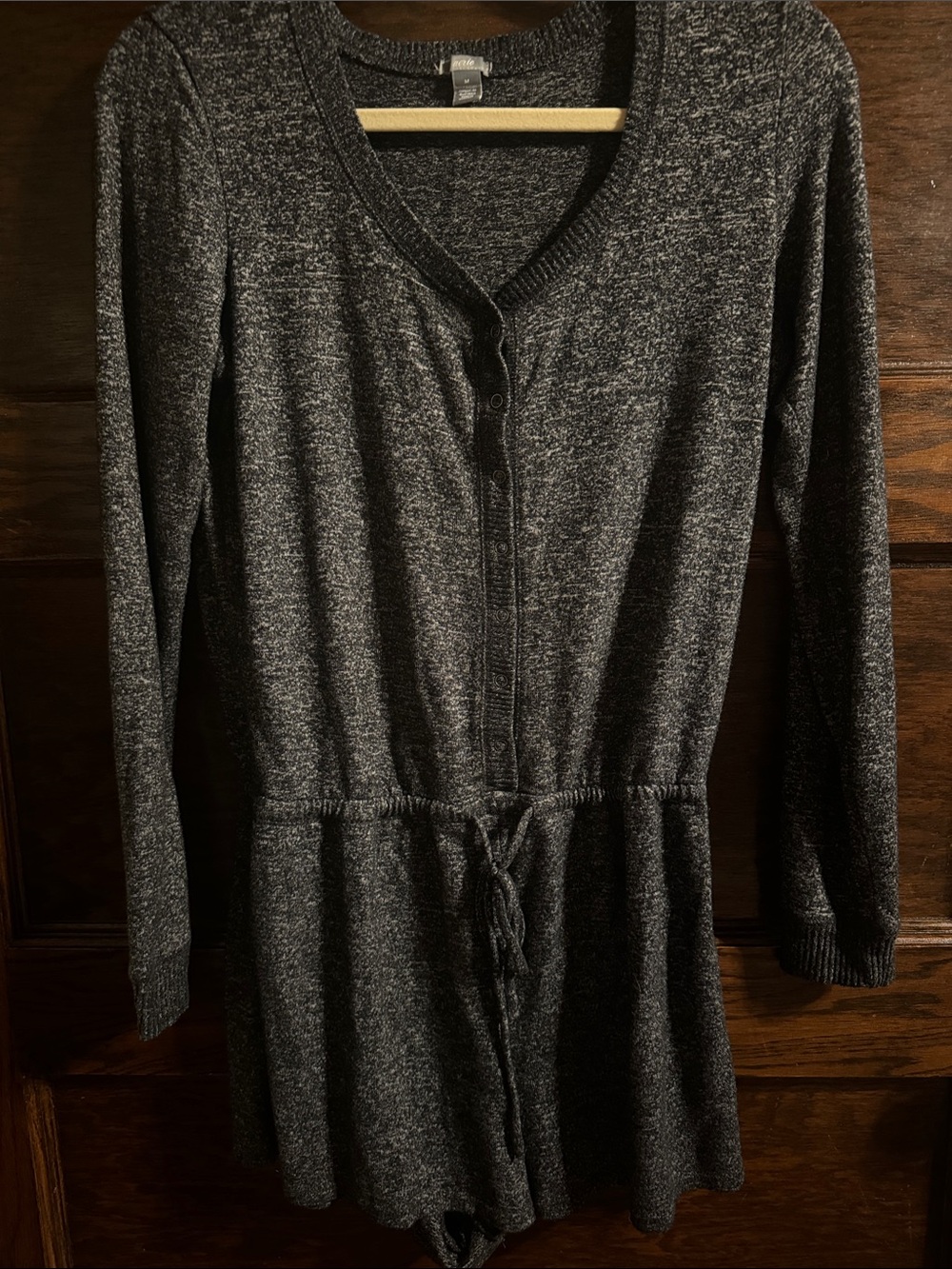 aerie Charcoal Gray Long Sleeve Knit Romper Dress
